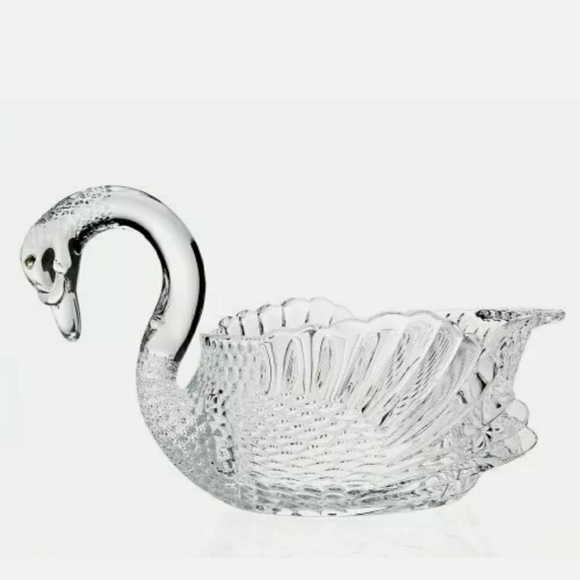 Shannon Godinger Crystal Swan Bowl centerpiece dish bowl clear - Picture 4 of 15